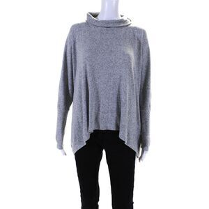 Self Contrasts Women's Turtleneck Long Sleeves Sweater Gray Size L